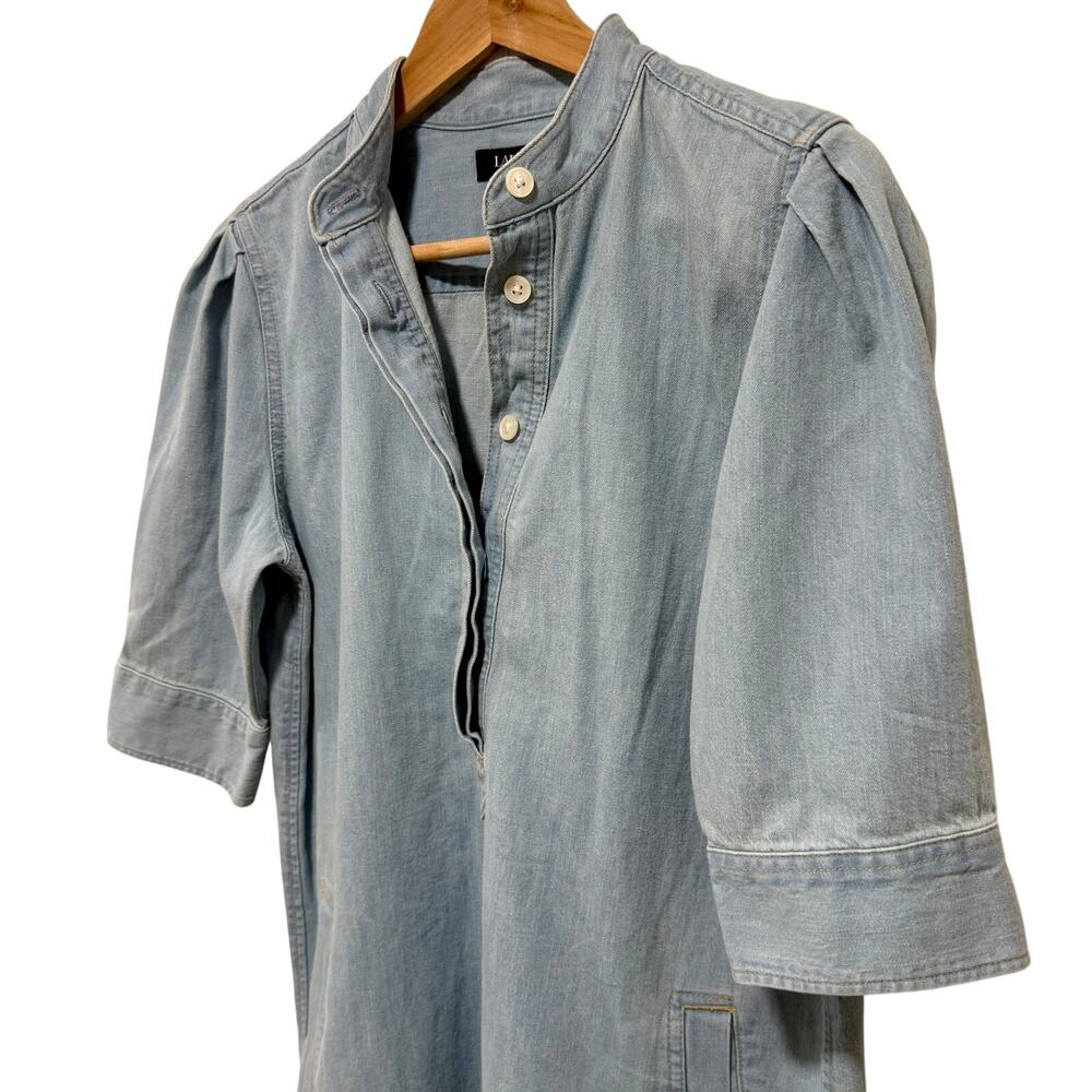 Lauren Ralph Lauren Black Label Chambray Tunic Dress Womens M Cotton Blue - Picture 3 of 14